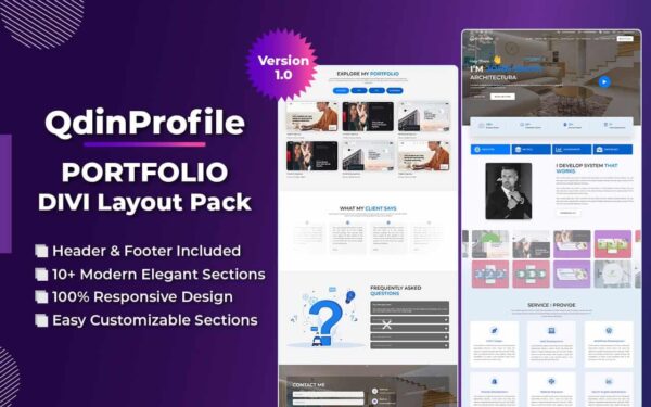 QdinProfile (Light) | Personal Portfolio Divi Layout Pack - Image 1